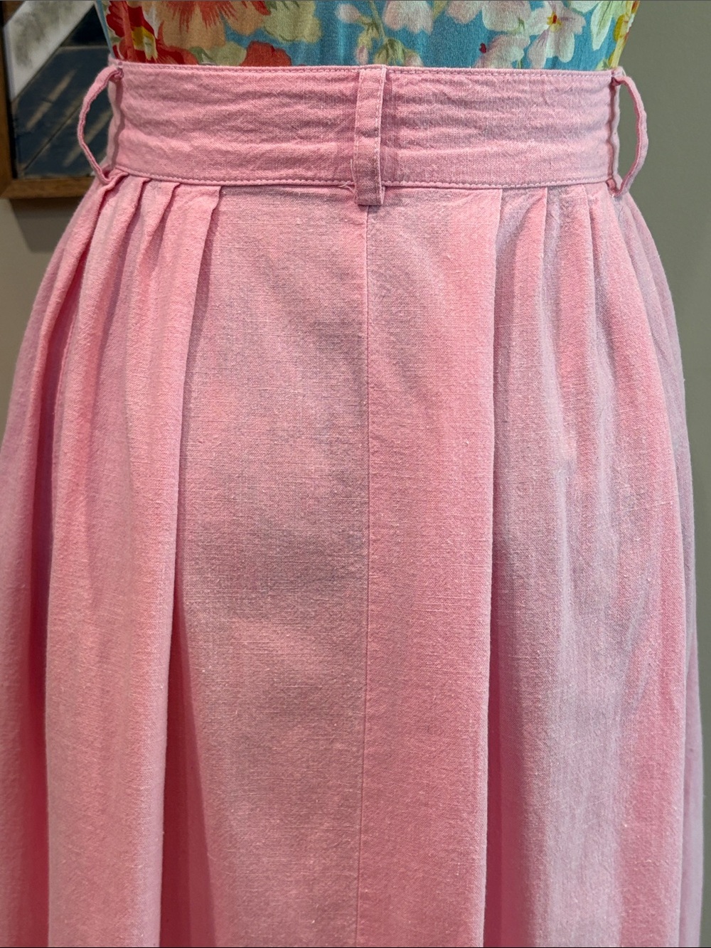 Vintage Ralph Lauren Blue Label Pink Cotton Pleated Maxi Skirt size 4 *As-Is* - Picture 9 of 16